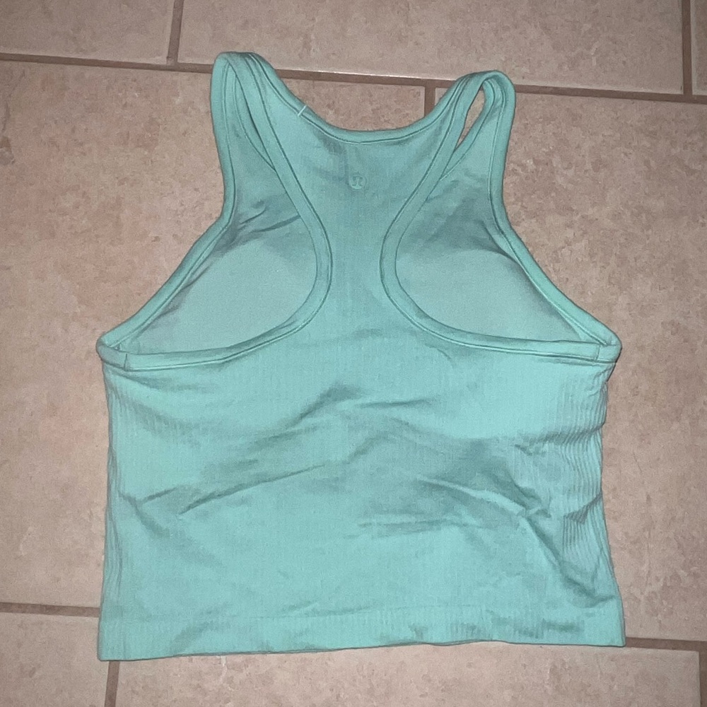 Mint Lululemon Ebb to Street Cropped Racerback Tank Top